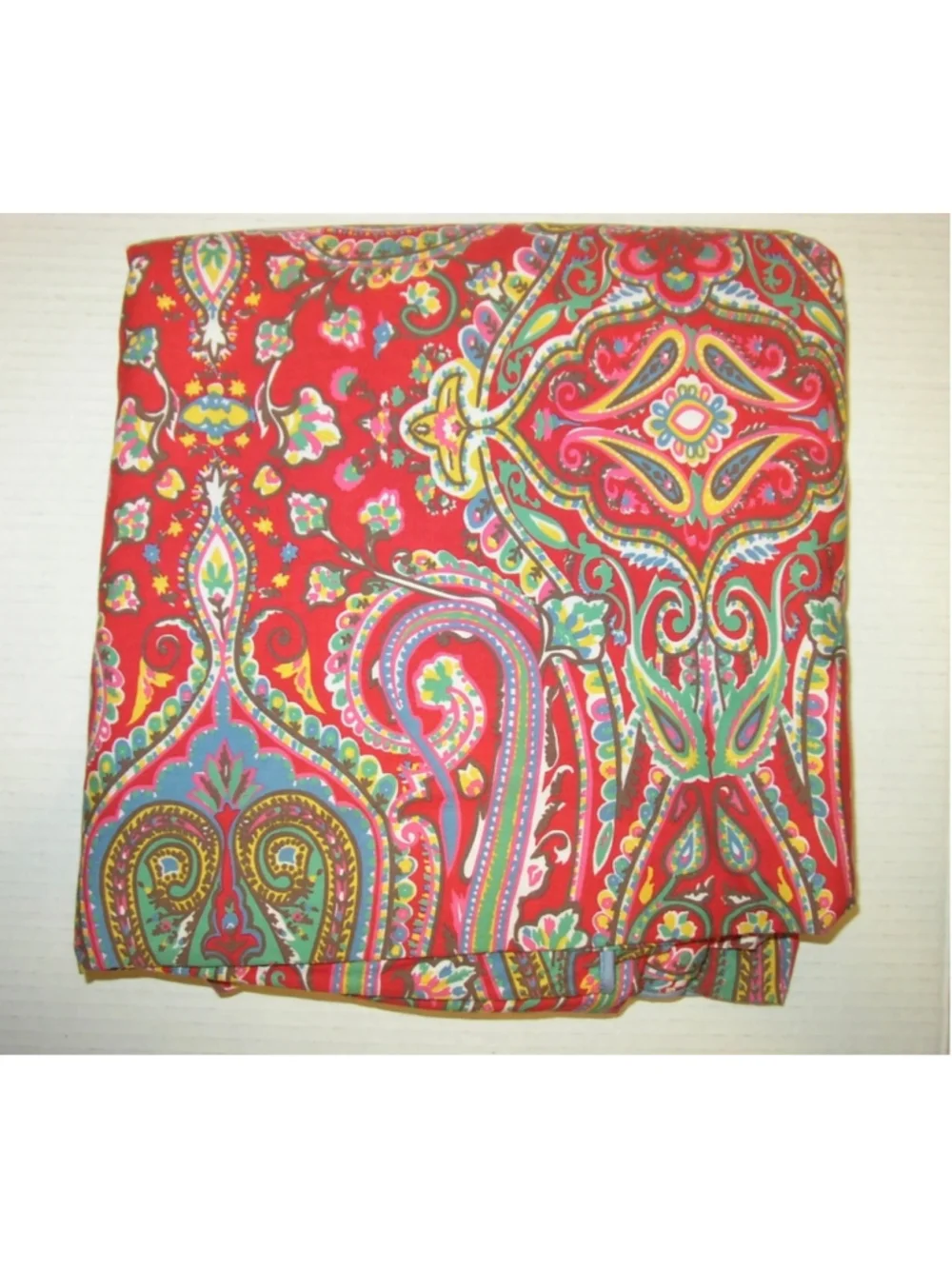 Ralph Lauren Full Queen Paisley Duvet Cover Red Beach Cottage Coastal Cotton
